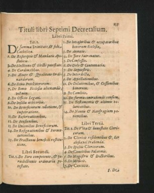 Tituli libri Septimi Decretalium.