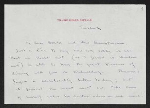 Brief von Max Beerbohm an Gerhart Hauptmann