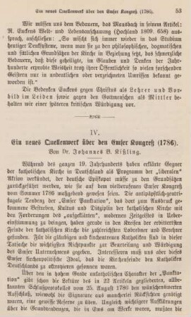 53-59 Ein neues Quellenwerk über den Emser Kongreß (1786)