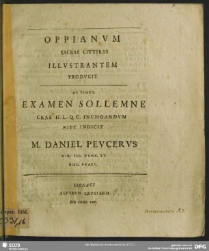 Oppianum Sacras Litteras Illustrantem Producit