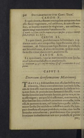 Decretum de reformatione Matrimonii. Caput I. - X.