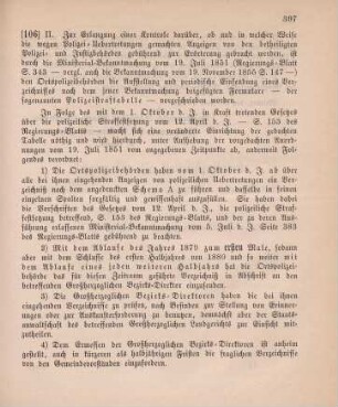 106. Ministerial-Bekanntmachung, die Polizeistraftabellen betreffend