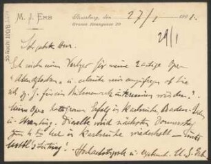 Brief an B. Schott's Söhne : 27.01.1901