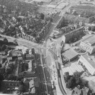 Straßenkreuzung Heinrich- und Gothaer Straße in der Erfurter Brühlervorstadt : Blickrichtung Nordwesten