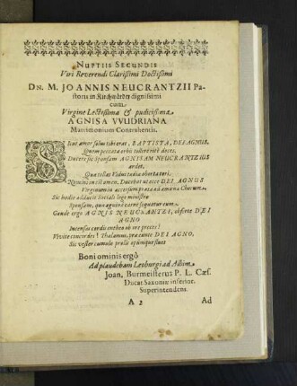 Nuptiis Secundis [u. a.]