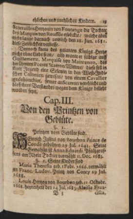 Cap. III. Von den Printzen von Geblüte