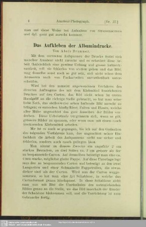 Das Aufkleben der Albumindrucke