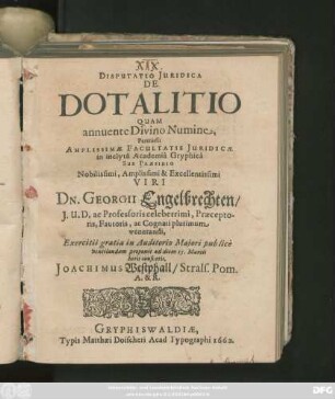 Disputatio Iuridica De Dotalitio