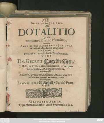 Disputatio Iuridica De Dotalitio