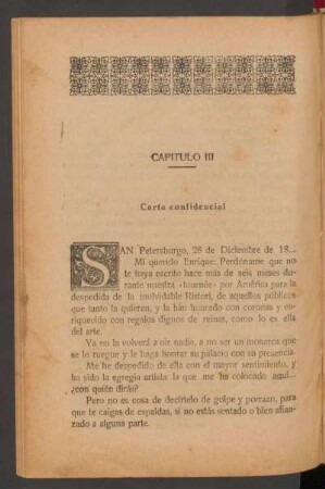 Capítulo III - Carta confidencial