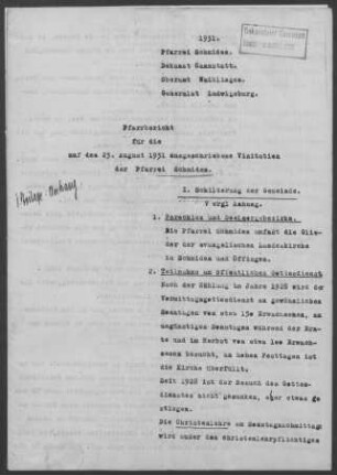 Schmiden-Oeffingen: Pfarrbericht 1931
