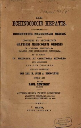 De echinococcis hepatis : Diss. inaug.