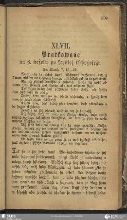 XLVII. Pṙatkowaṅe na 8. ṅeżelu po ßwėtej tschojoscżi