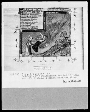 Weltchronik des Rudolf von Ems — Himmelfahrt des Elias, Folio 193verso