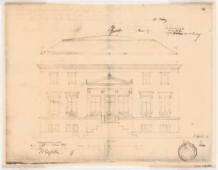 Villa von der Heydt, Berlin-Tiergarten. Zum Projekt gehörend: Böhmer & Petrich, Villa von der Heydt, Berlin-Tiergarten Umbau: Ansicht Eingangsseite 1:100