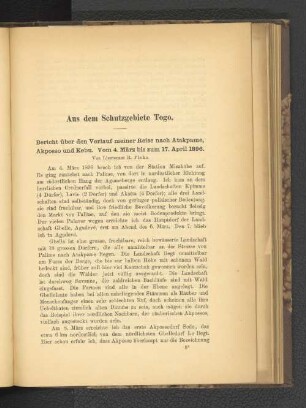 Aus dem Schutzgebiete Togo.