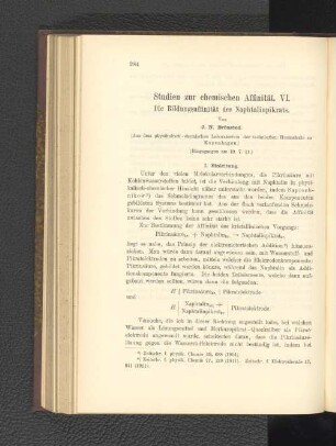 Studien zur chemischen Affinität. VI. Die Bildungsaffinität des Naphtalinpikrats.