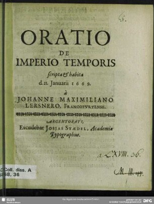 Oratio De Imperio Temporis