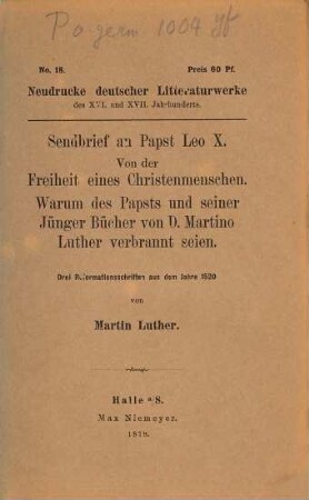 Sendbrief an Papst Leo X