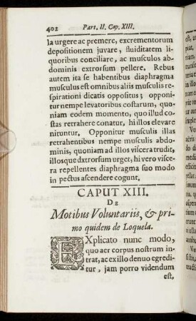 Caput XIII. De Motibus Voluntariis, & primo quidem de Loquela.
