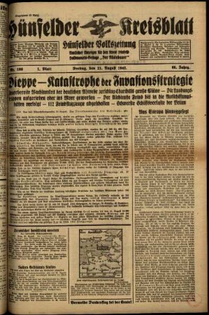 Erste Ausgabe vom Freitag, den 21. August 1942.