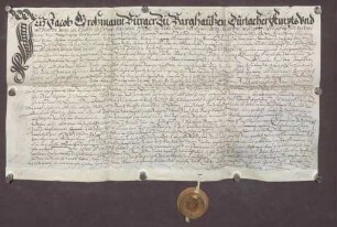 Gültbrief von Jacob Großmann und seiner Frau Anne von Berghausen gegen die geistliche Verwaltung Durlach