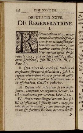 Disputatio XXVII. De Regeneratione