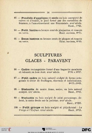 Sculptures - Glaces - Paravent (Nr. 96-105)