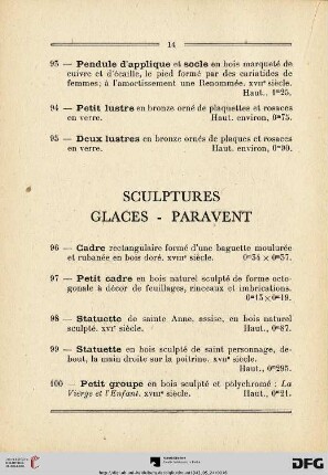 Sculptures - Glaces - Paravent (Nr. 96-105)