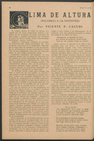 Clima de altura : (Palabras a la juventud)