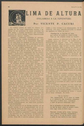 Clima de altura : (Palabras a la juventud)