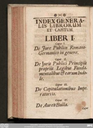 Index Generalis Librourm Et Capitum.