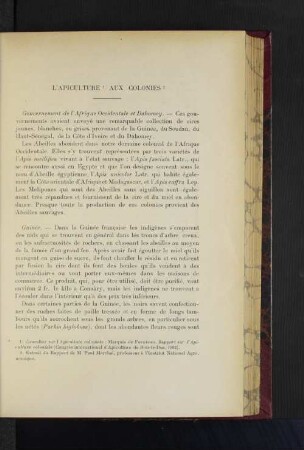L'Apiculture Aux Colonies.
