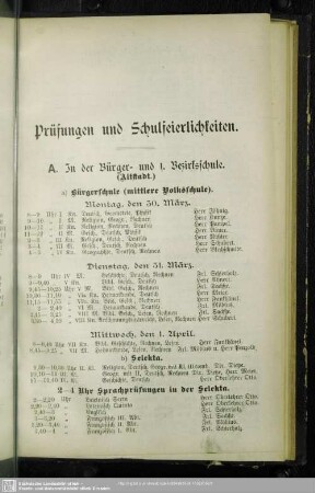 Prüfungen und Schulfeierlichkeiten