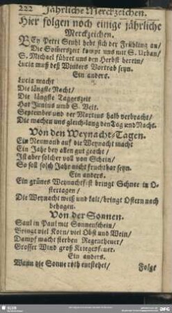 Hier folgen noch einige jährliche Merckzeichen