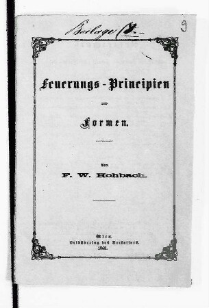 "Feuerungs-Principien und Formen von F. W. Hohbach", Druck