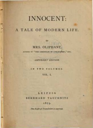 Innocent : a tale of modern life ; in 2 volumes, 1