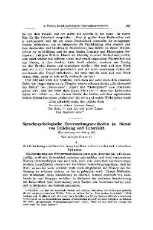 Sprachpsychologische Untersuchungsmethoden im Dienst von Erziehung und Unterricht : (Fortsetzung aus Jg. 20.)