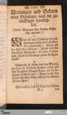 Verlangen und Sehnen eines Gläubigen nach der zukünfftigen Herrlichkeit.