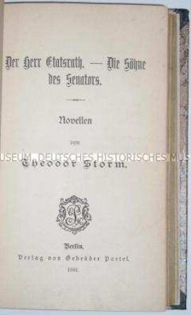 Novellen von Theodor Storm in einer Erstausgabe