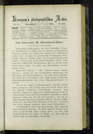 Neue Entwickler für Eisenchlorid-Bilder