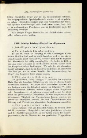 XVII. Geistige Leistungsfähigkeit im allgemeinen
