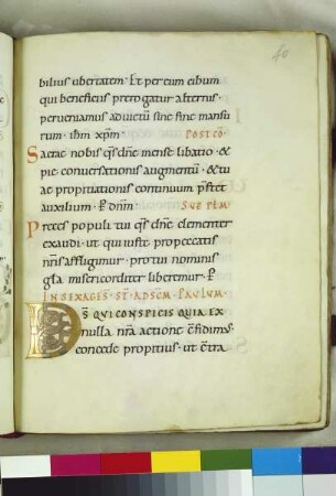 Guntbald-Sakramentar — Schriftseite mit Initiale, Folio fol. 40r