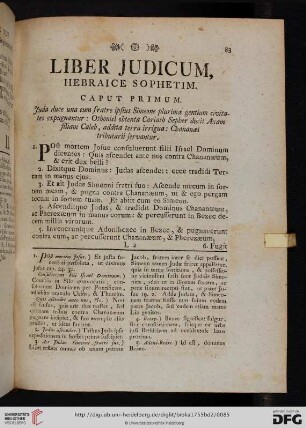 Liber Judicum, Hebraice Sophetim