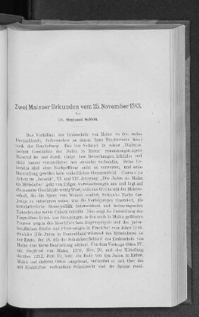 Zwei Mainzer Urkunden vom 25. November 1343.