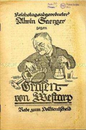 Broschüre zur Reichstagsdebatte über den Gesetzentwurf zur Fürstenenteignung