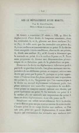 Sur le déplacement d'une droite.