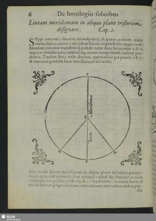 Lineam meridianam in aliquo plano trifariam designare. Cap. 2