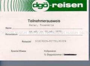 Teilnehmerausweis - Sachkonvolut
