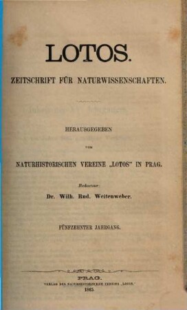 Lotos : naturwiss. Zeitschr.. 15. 1865